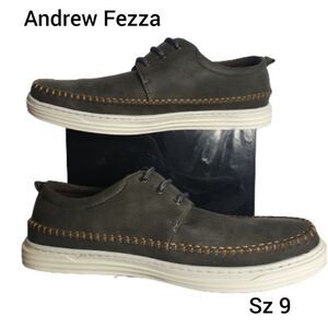 Andrew Fezza Men's Nathan Lace Up Leather Loafer Boat Shoes Size 9